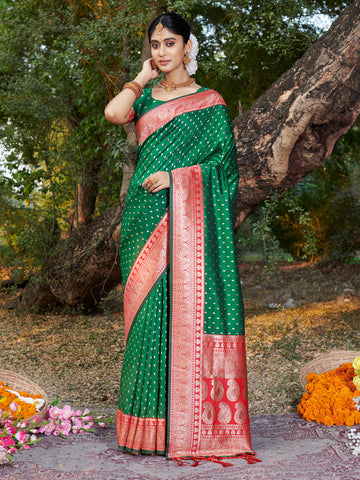 Sangam Green Banarasi Silk Saree