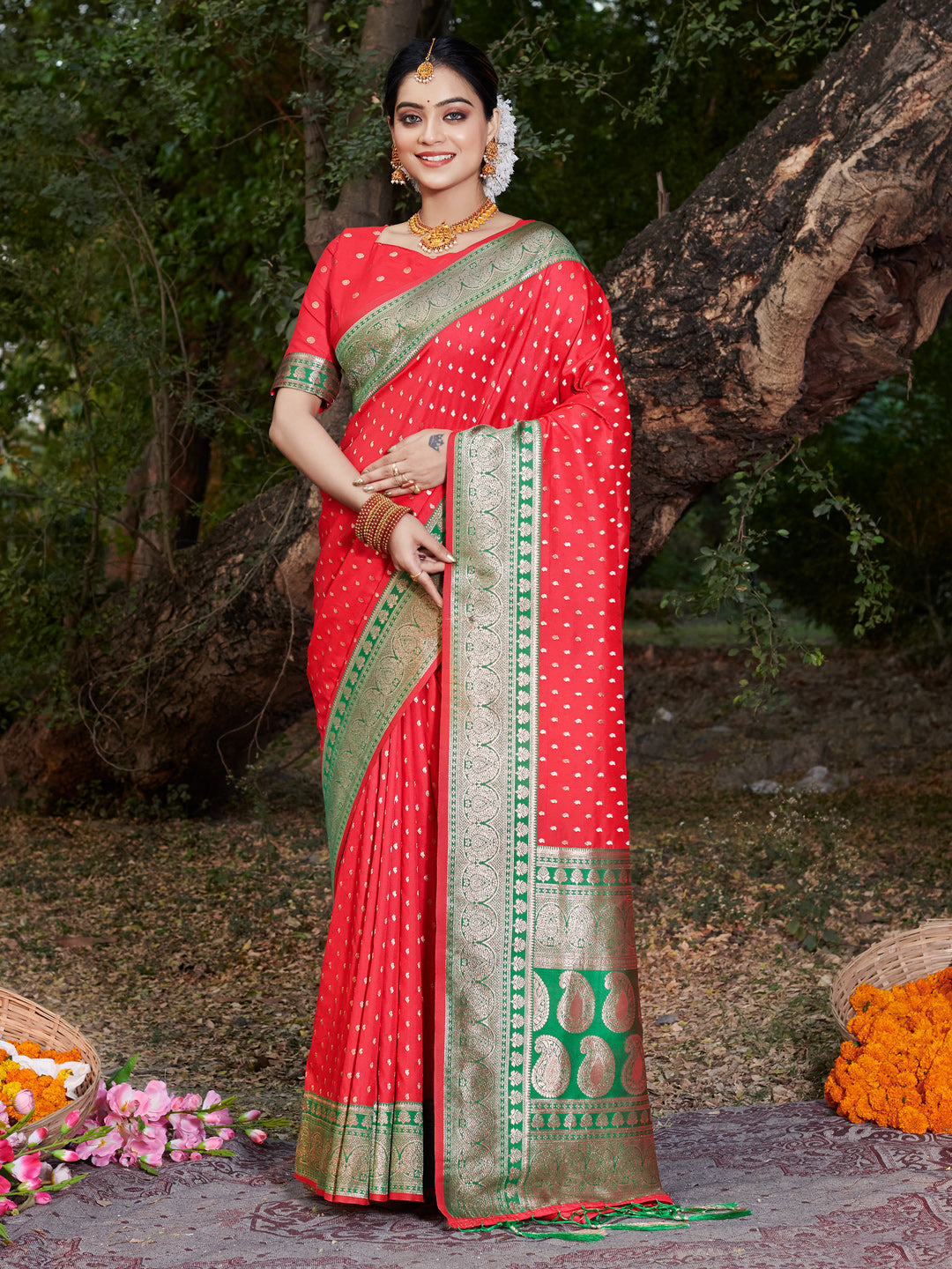 Red Banarasi Silk Saree