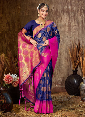 Sangam Blue Silk Saree