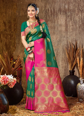 Sangam Green Silk Saree