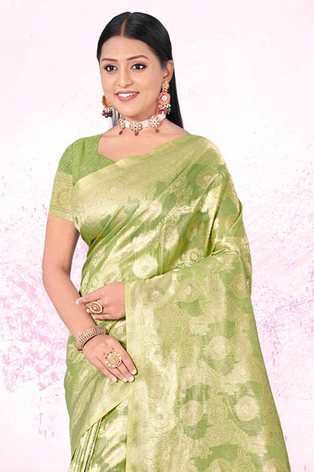 Green Cotton Saree