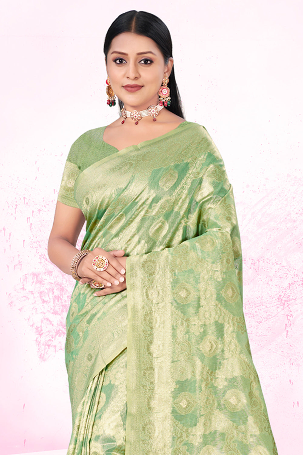 Mint Green Cotton Saree