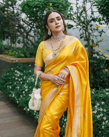Mustard Yellow Silk Saree