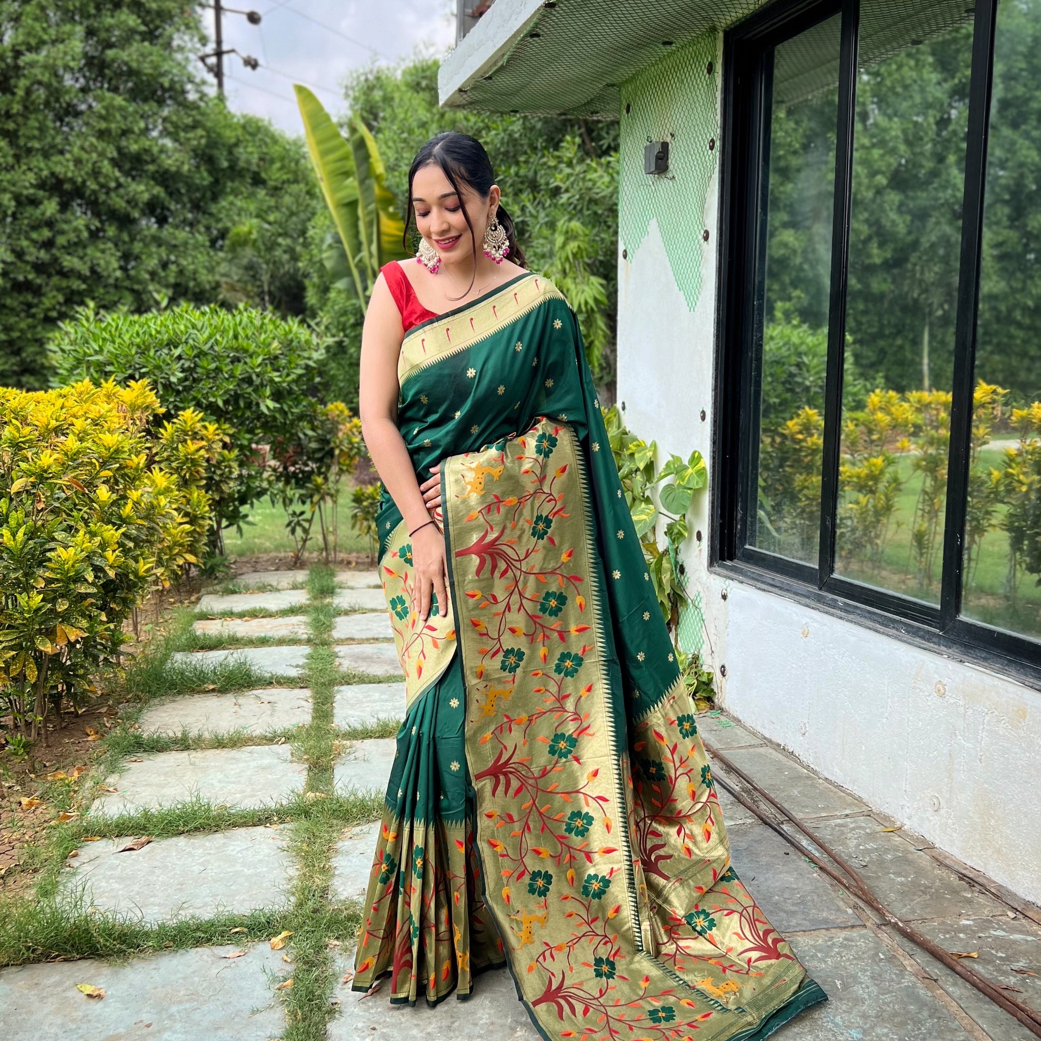 Green Paithani Silk Saree