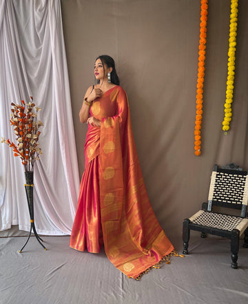 Dark Pink Tissue Silk Saree