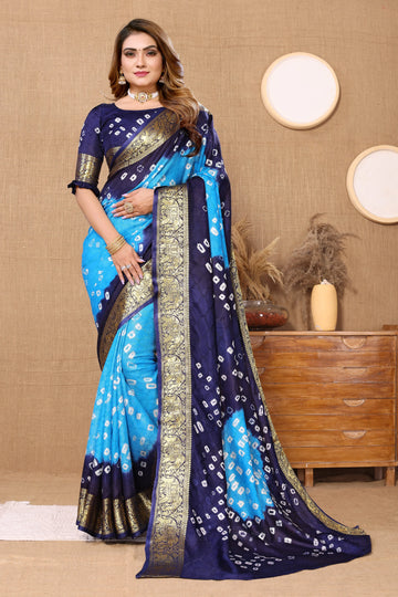 Blue Viscose Art Silk Saree