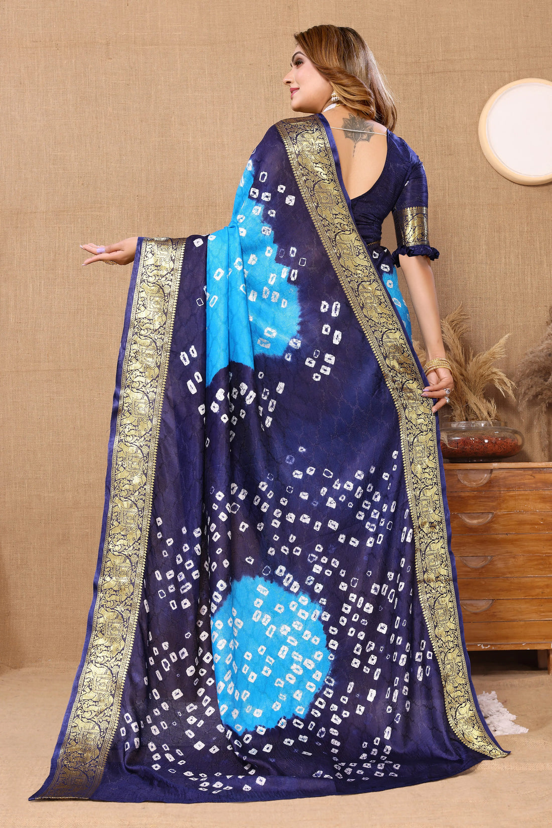 Blue Viscose Art Silk Saree