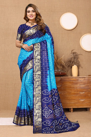 Sky Blue Viscose Art Silk Saree