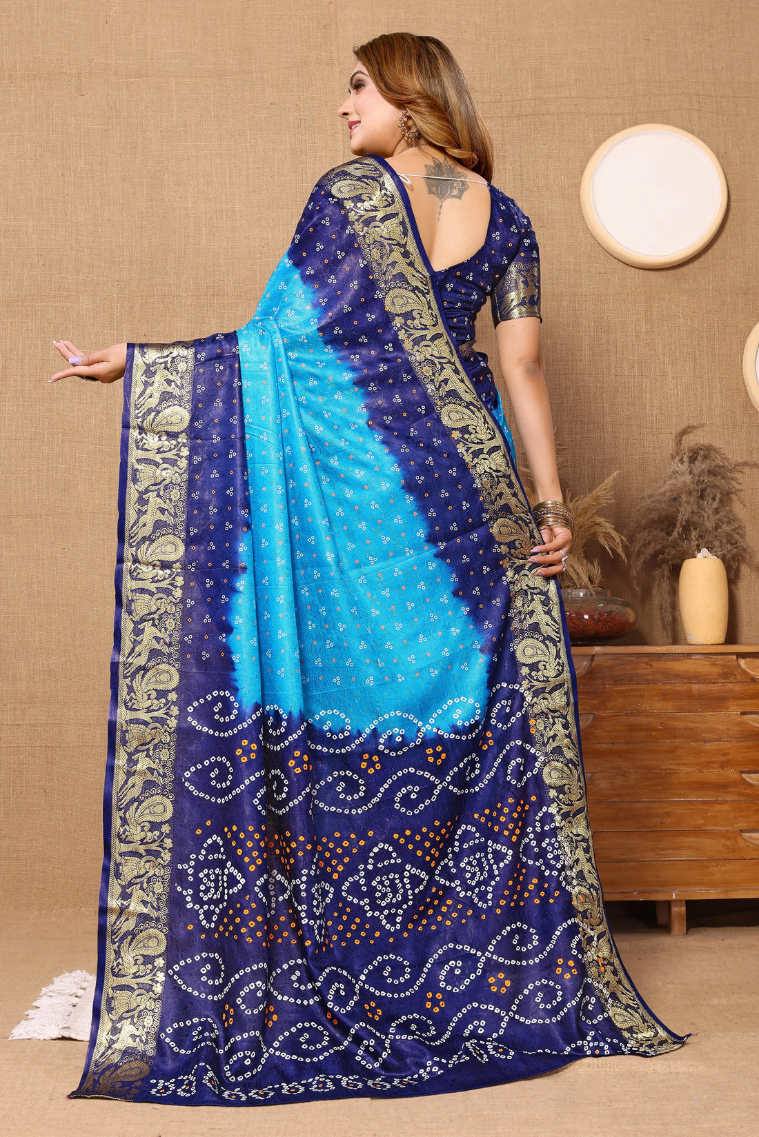 Sky Blue Viscose Art Silk Saree