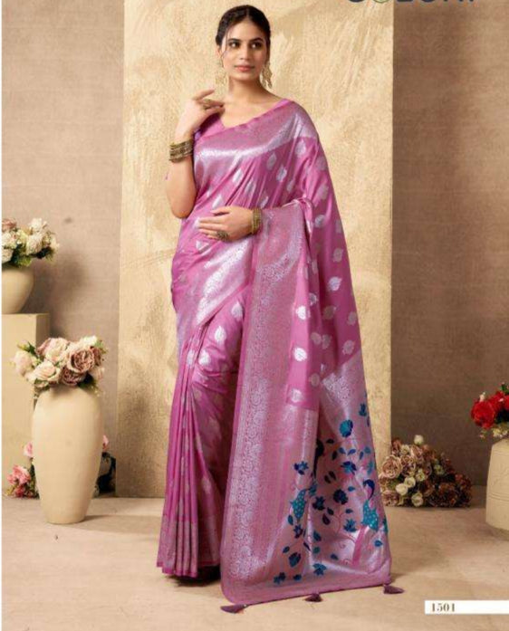 Dark Pink Silk Saree