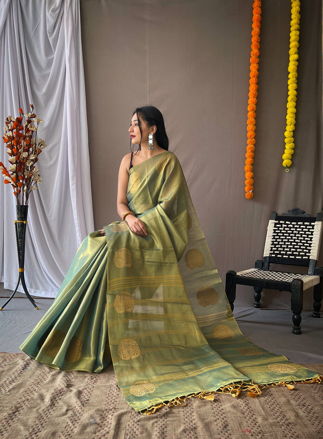 Green Tissue Silk Saree