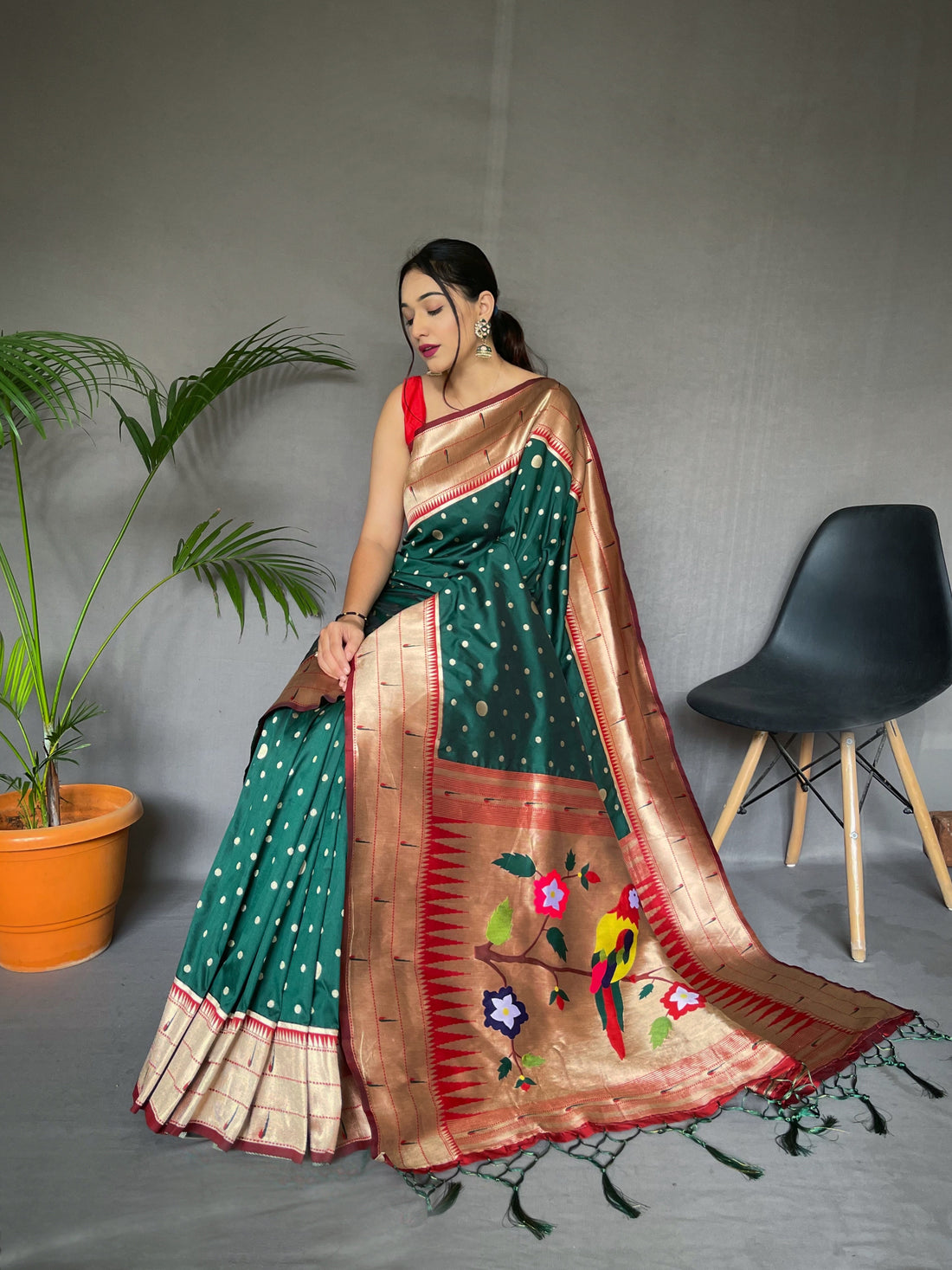 Green Paithani Silk Saree