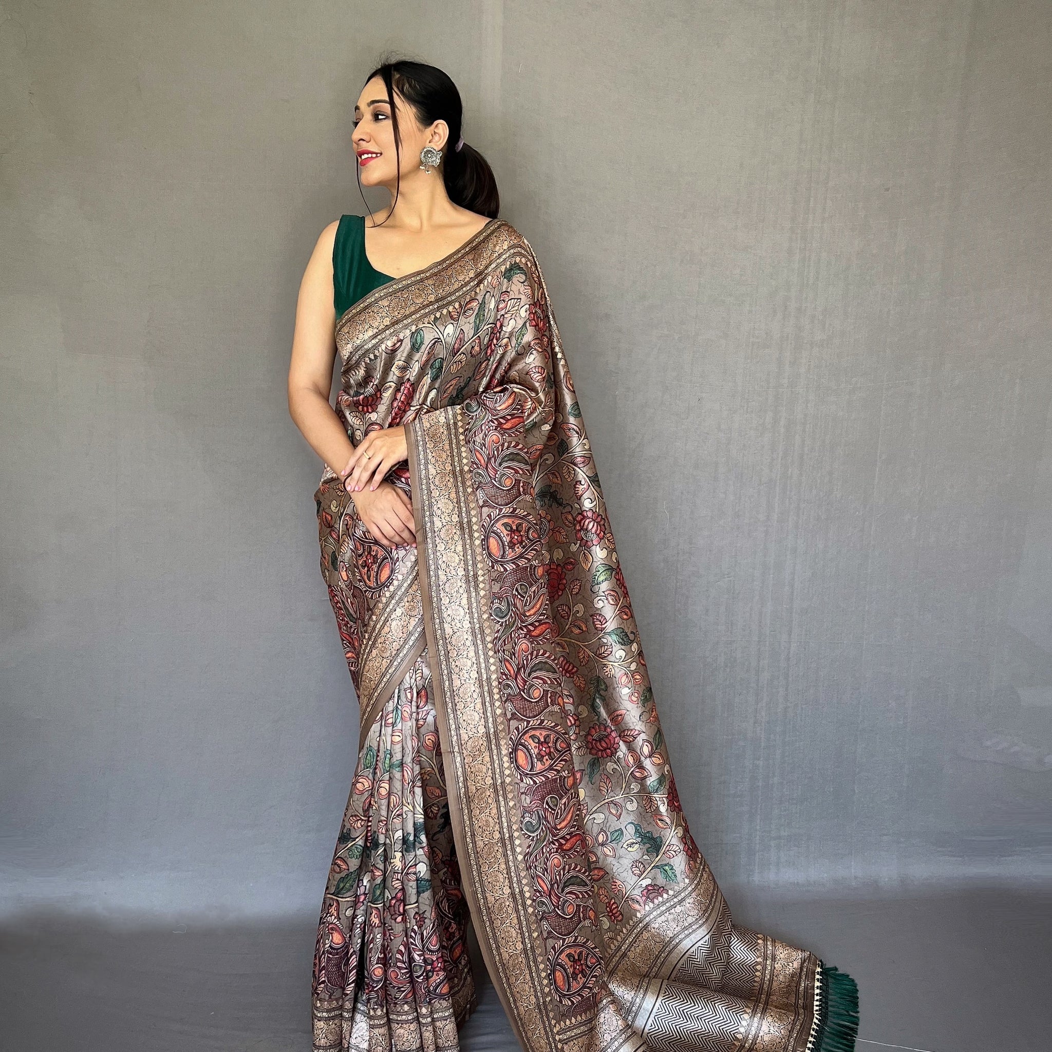 Gray Soft Silk Saree