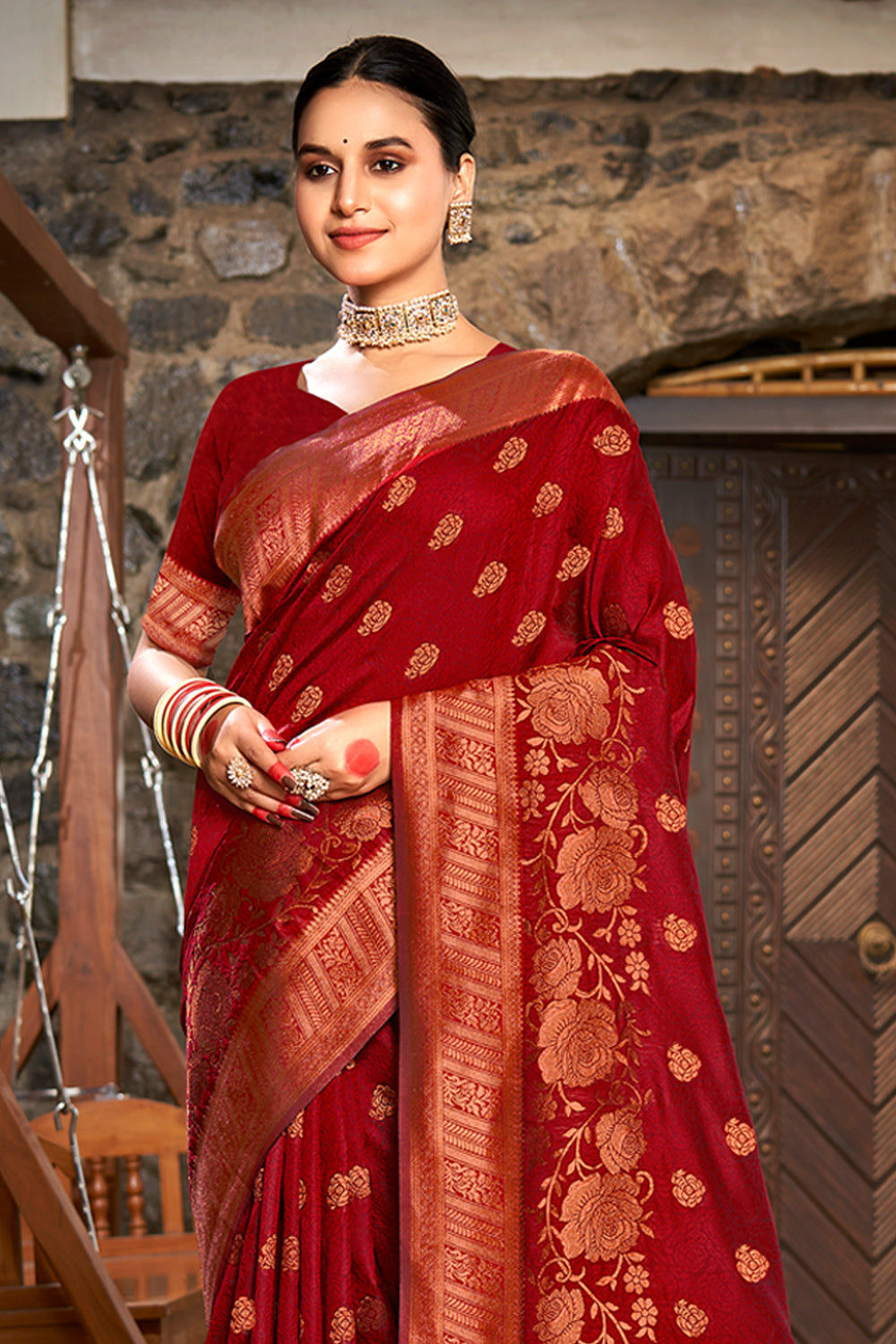 Maroon Silk Saree