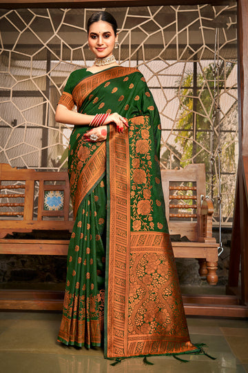 Sangam Green Silk Saree