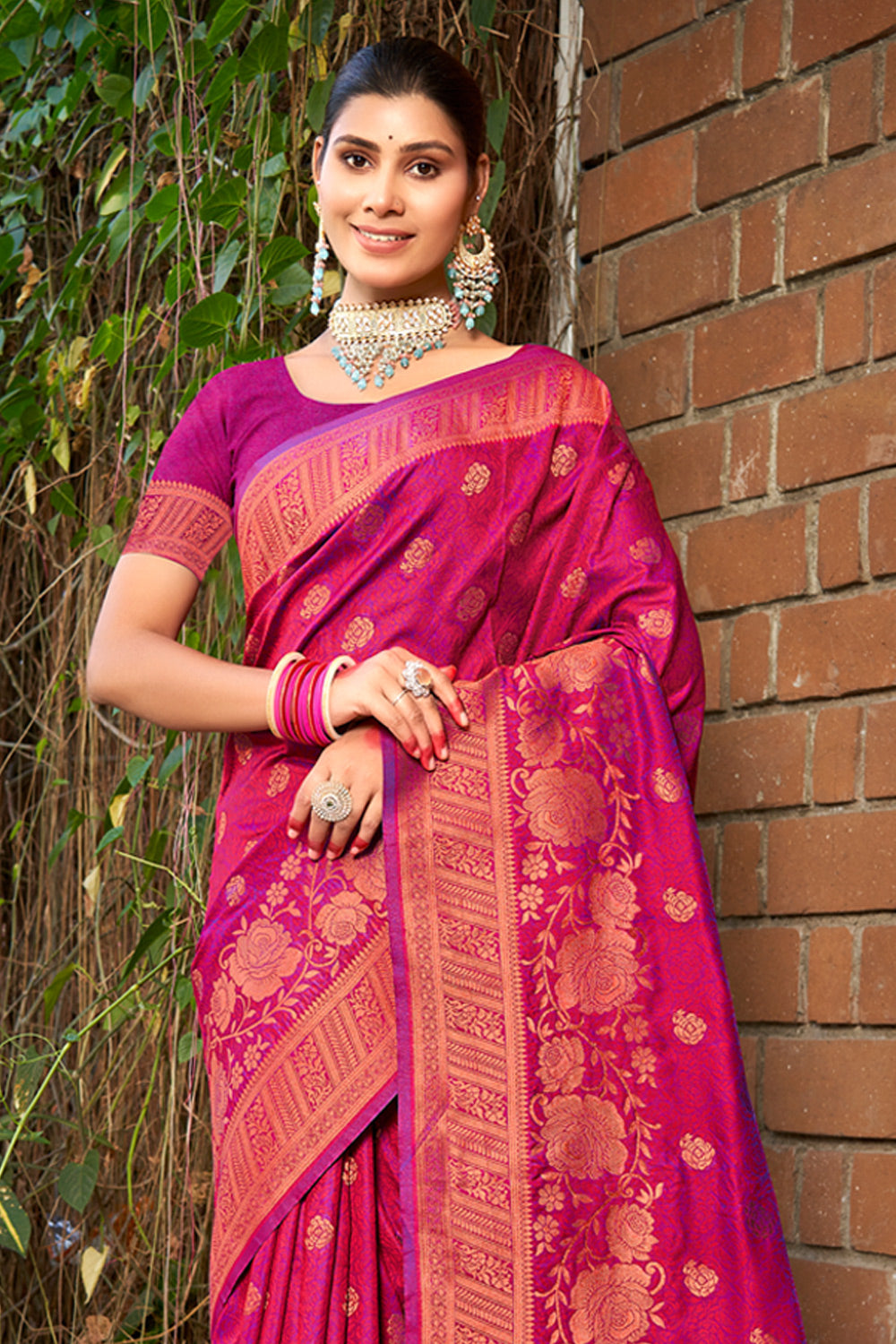 Magenta Pink Silk Saree