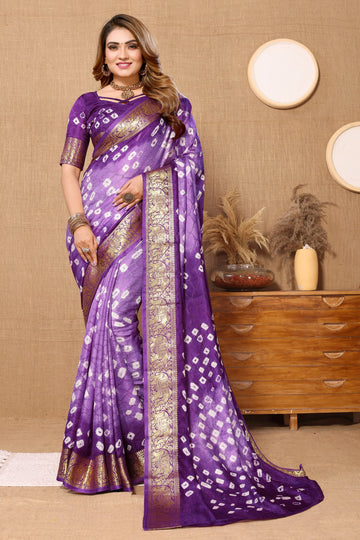 Purple Viscose Art Silk Saree