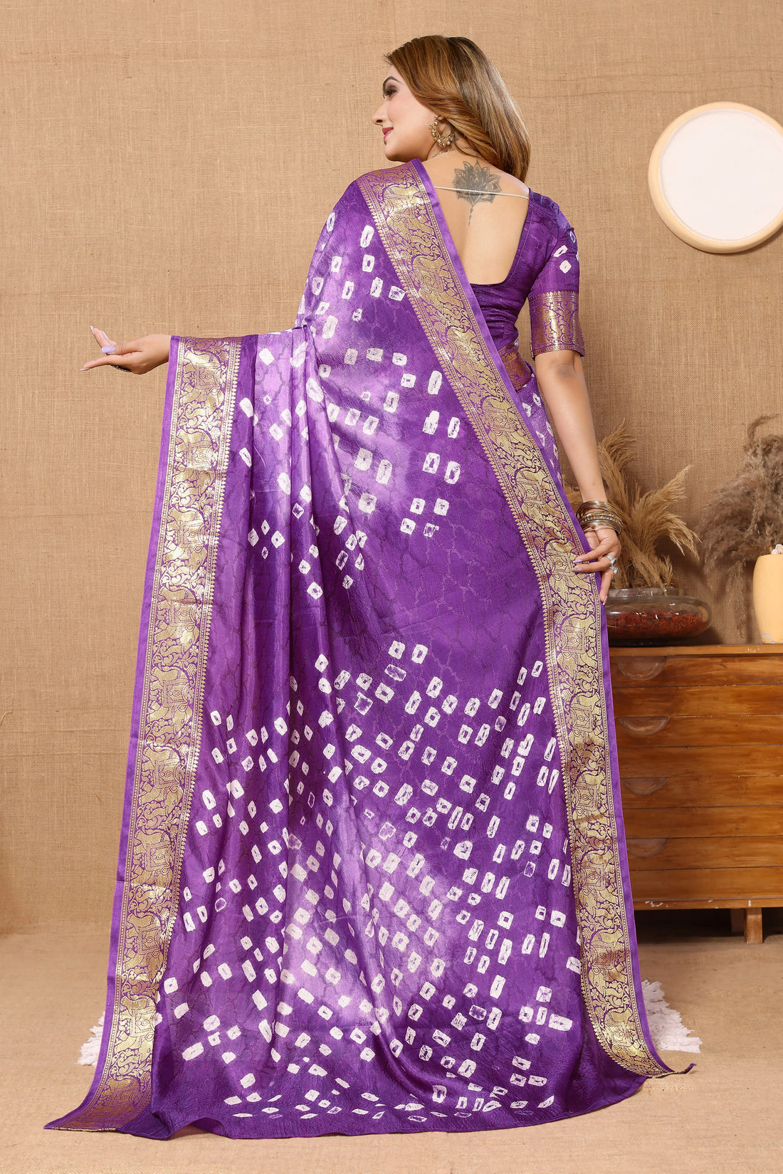 Purple Viscose Art Silk Saree