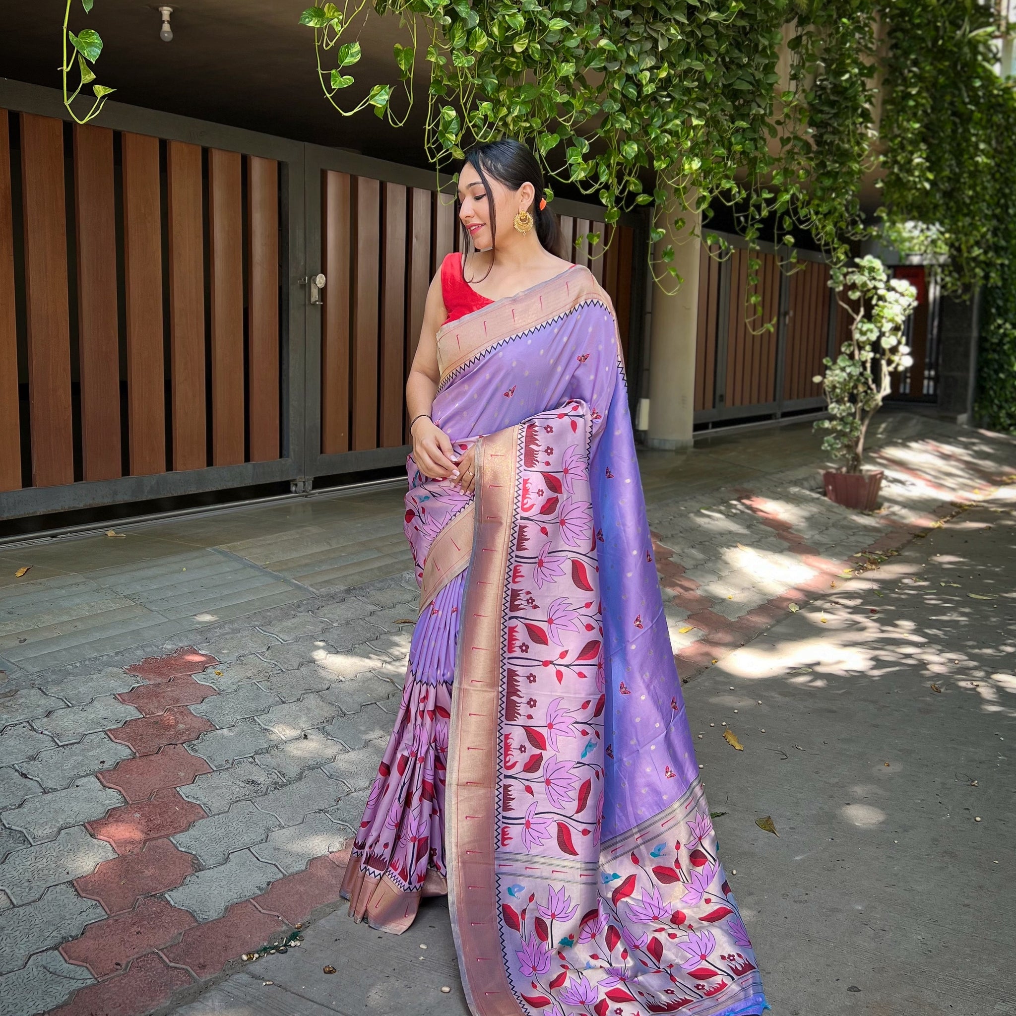 Lavender Banarasi Silk Saree