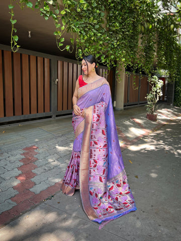 Lavender Banarasi Silk Saree