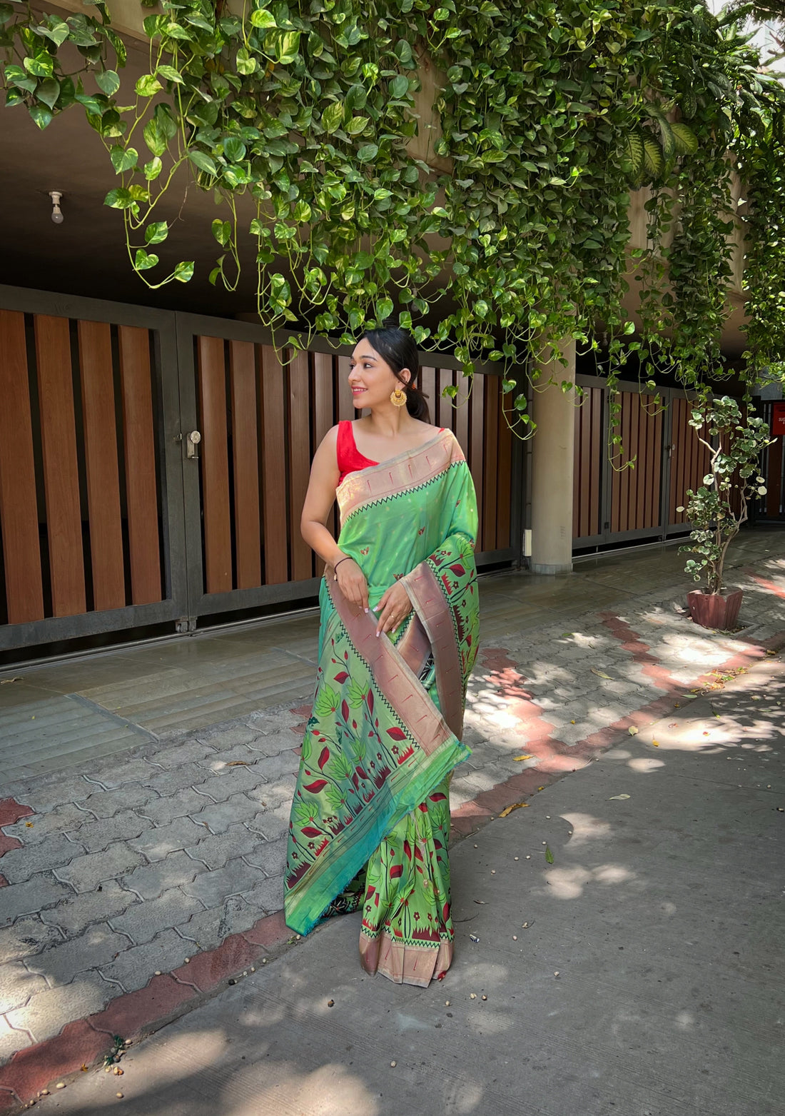 Lime Green Banarasi Silk Saree