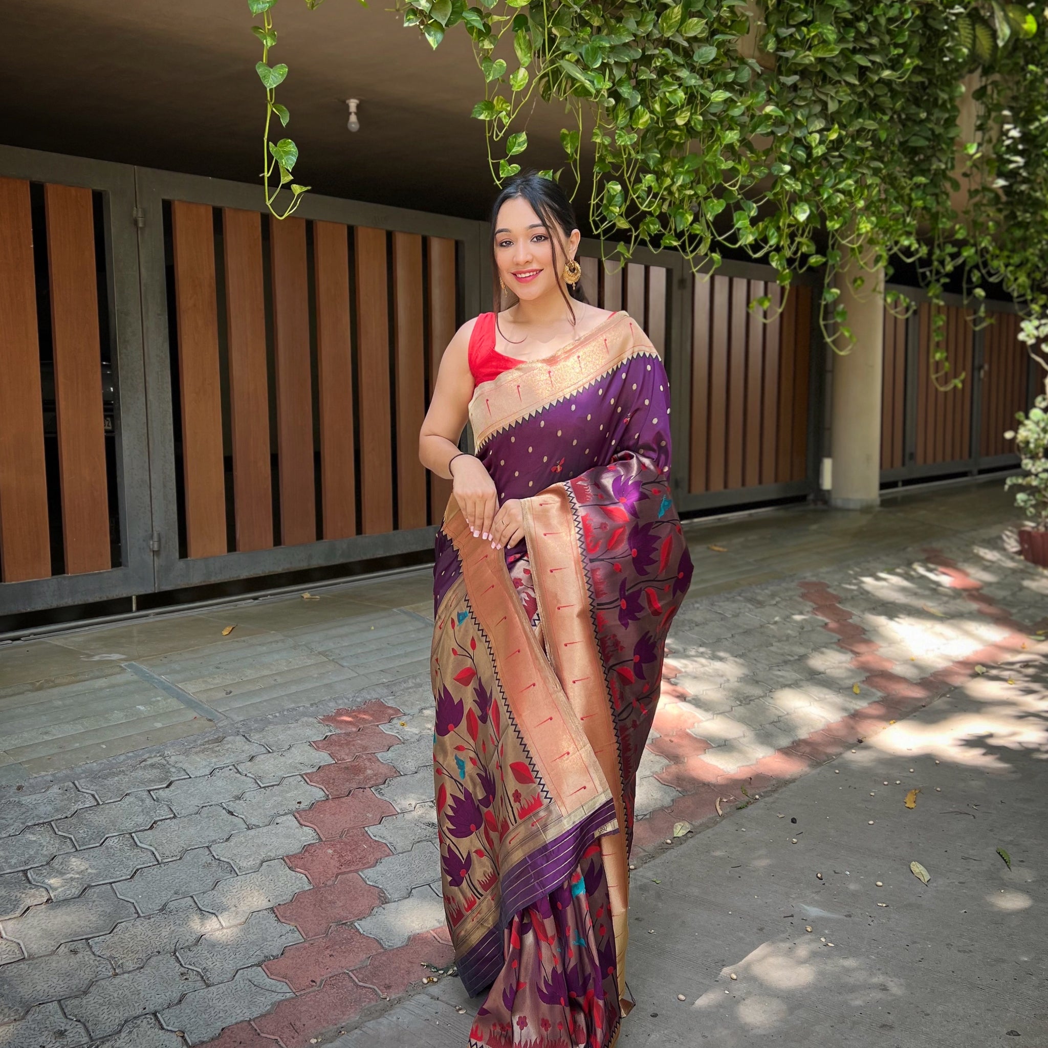 Magenta Banarasi Silk Saree