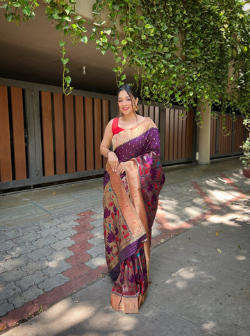 Magenta Banarasi Silk Saree