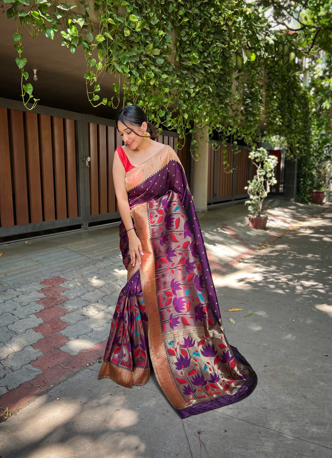 Magenta Banarasi Silk Saree