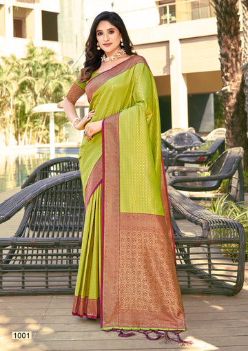 Sangam Light Green Banarasi Silk Saree