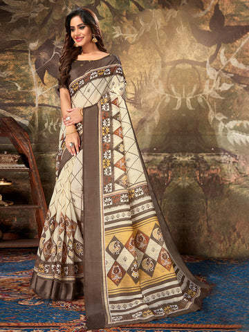 Sangam Cream Cotton Saree