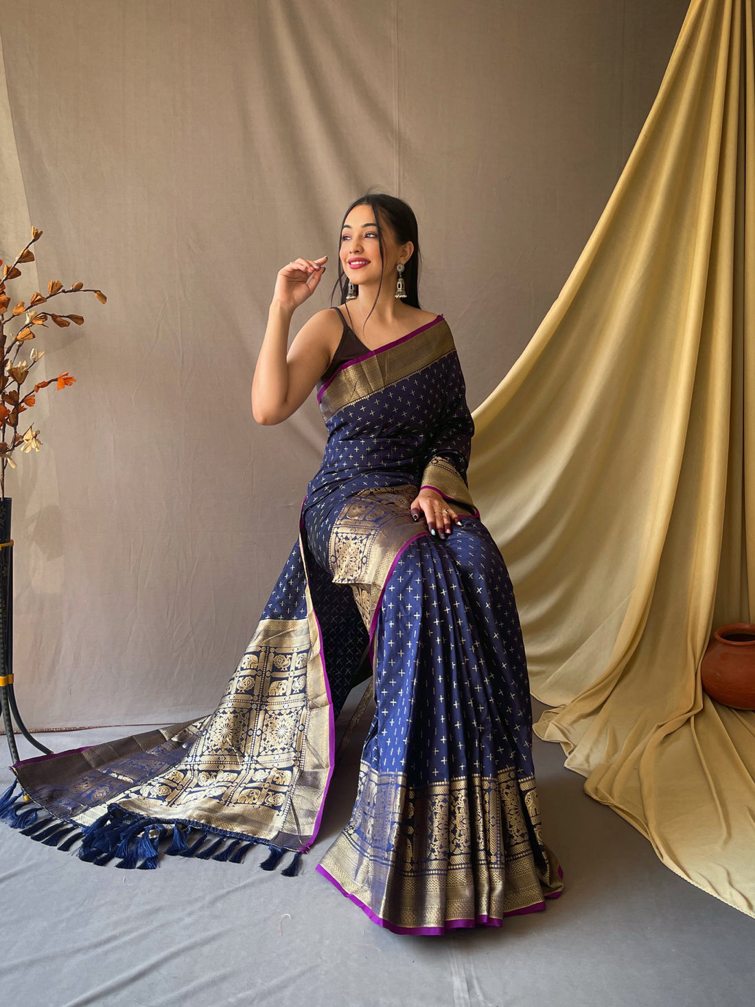 Navy Blue Soft Silk Saree