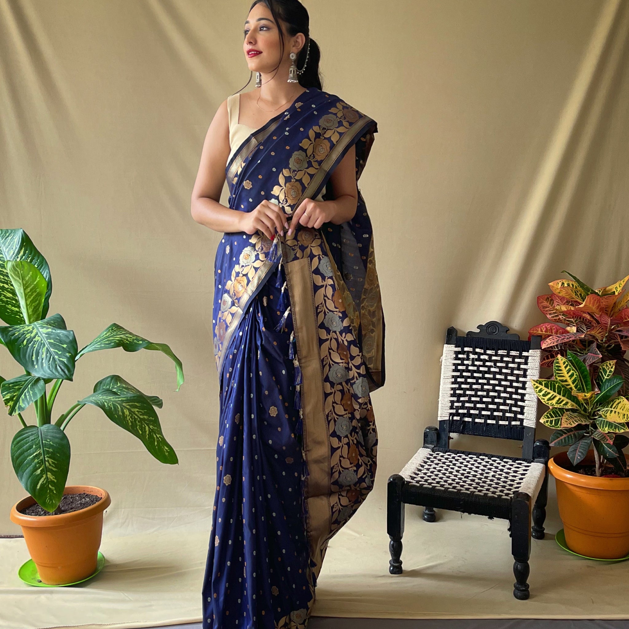 Navy Blue Soft Silk Saree