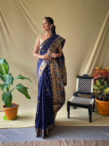 Navy Blue Soft Silk Saree