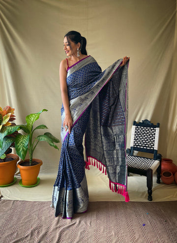 Navy Blue Silk Saree