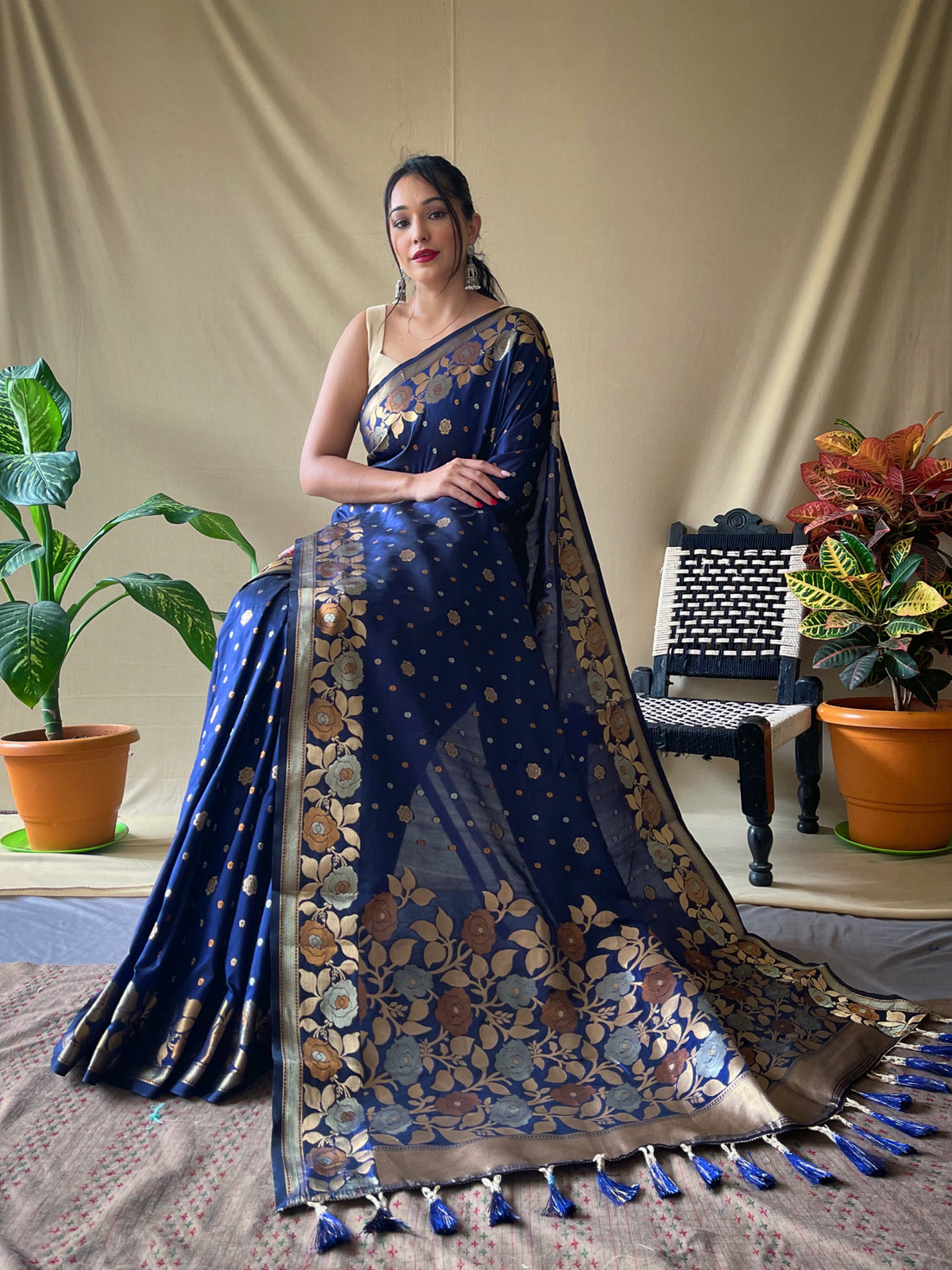 Navy Blue Soft Silk Saree