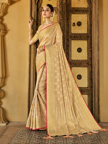 Sangam Beige Cotton Saree