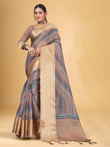 Multicolored Soft Silk Saree