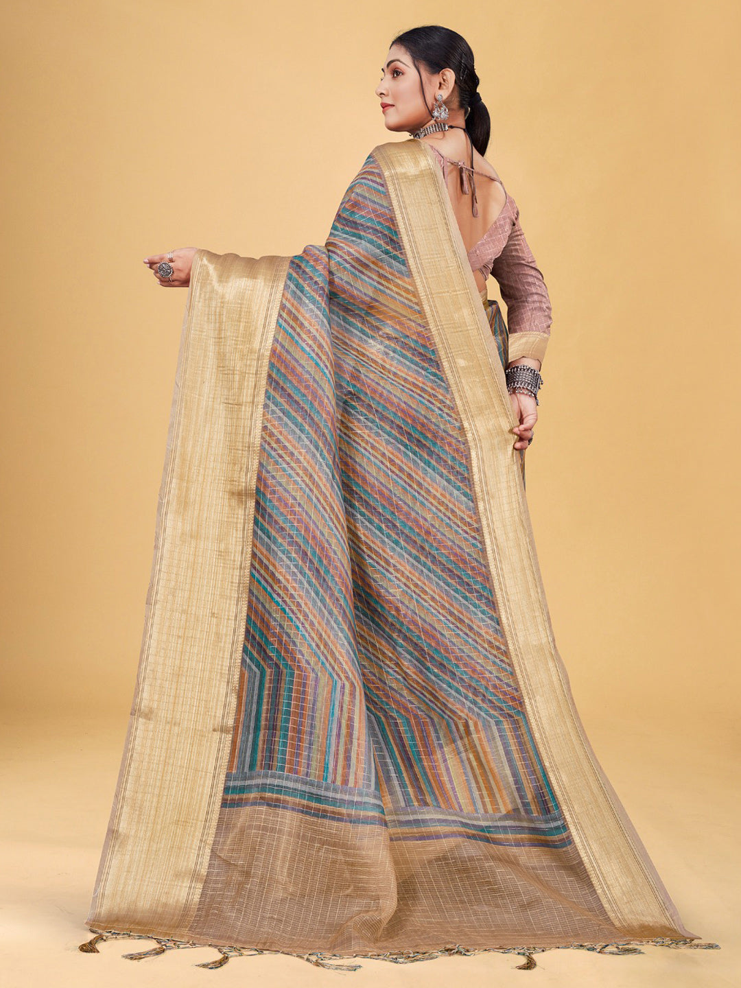 Multicolored Soft Silk Saree