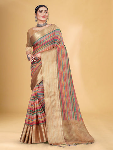 Multicolored Soft Silk Saree