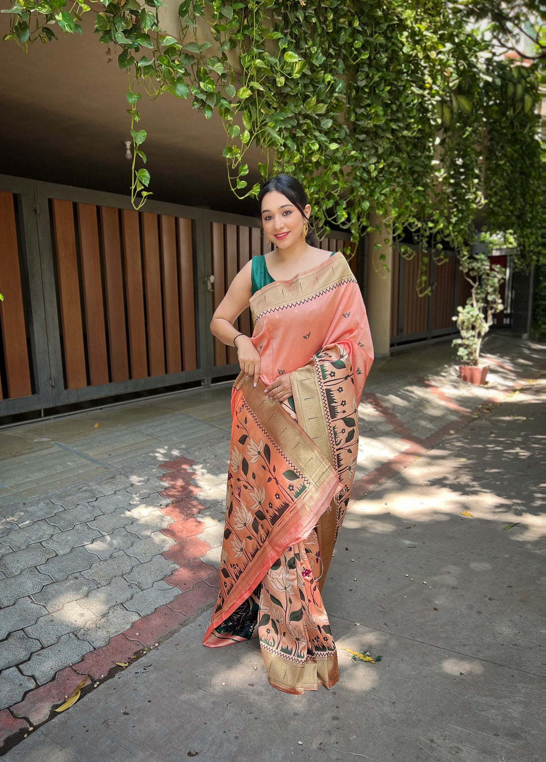 Peach Banarasi Silk Saree