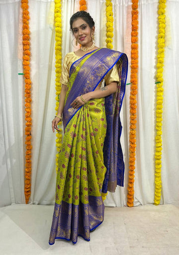 Pista Green Kanjivaram Silk Saree