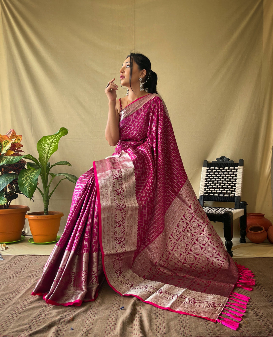 Pink Silk Saree