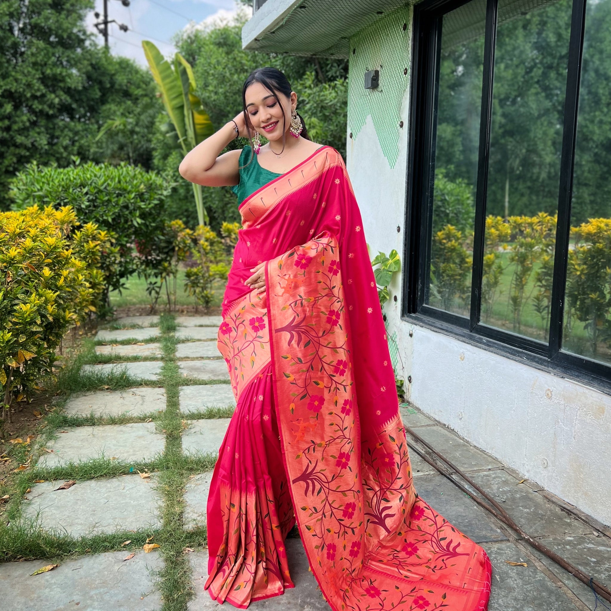 Pink Paithani Silk Saree