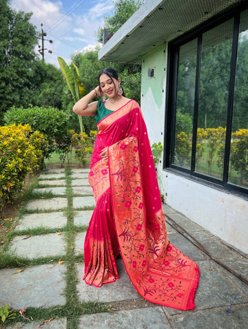 Pink Paithani Silk Saree