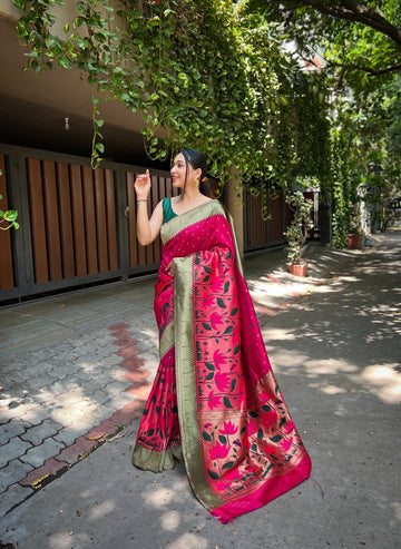 Pink Banarasi Silk Saree