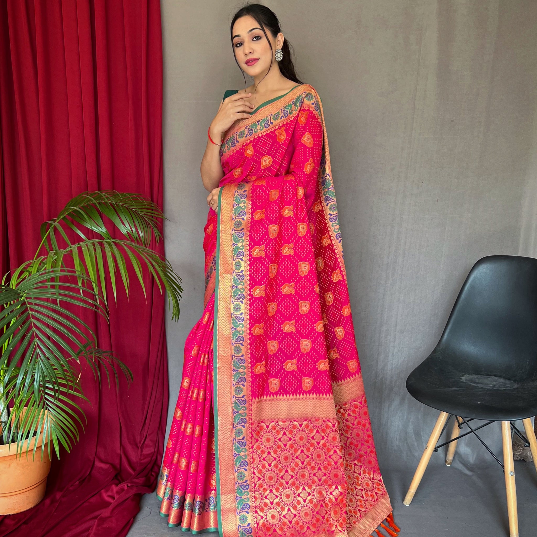 Pink Patola Silk Saree