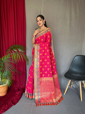 Pink Patola Silk Saree