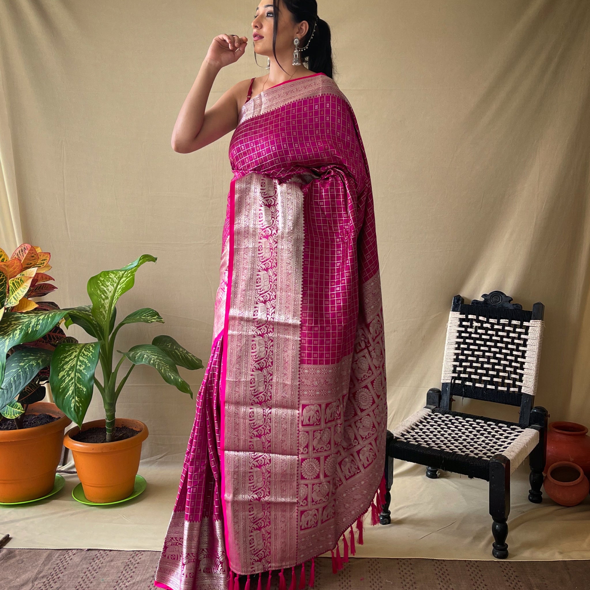 Pink Silk Saree