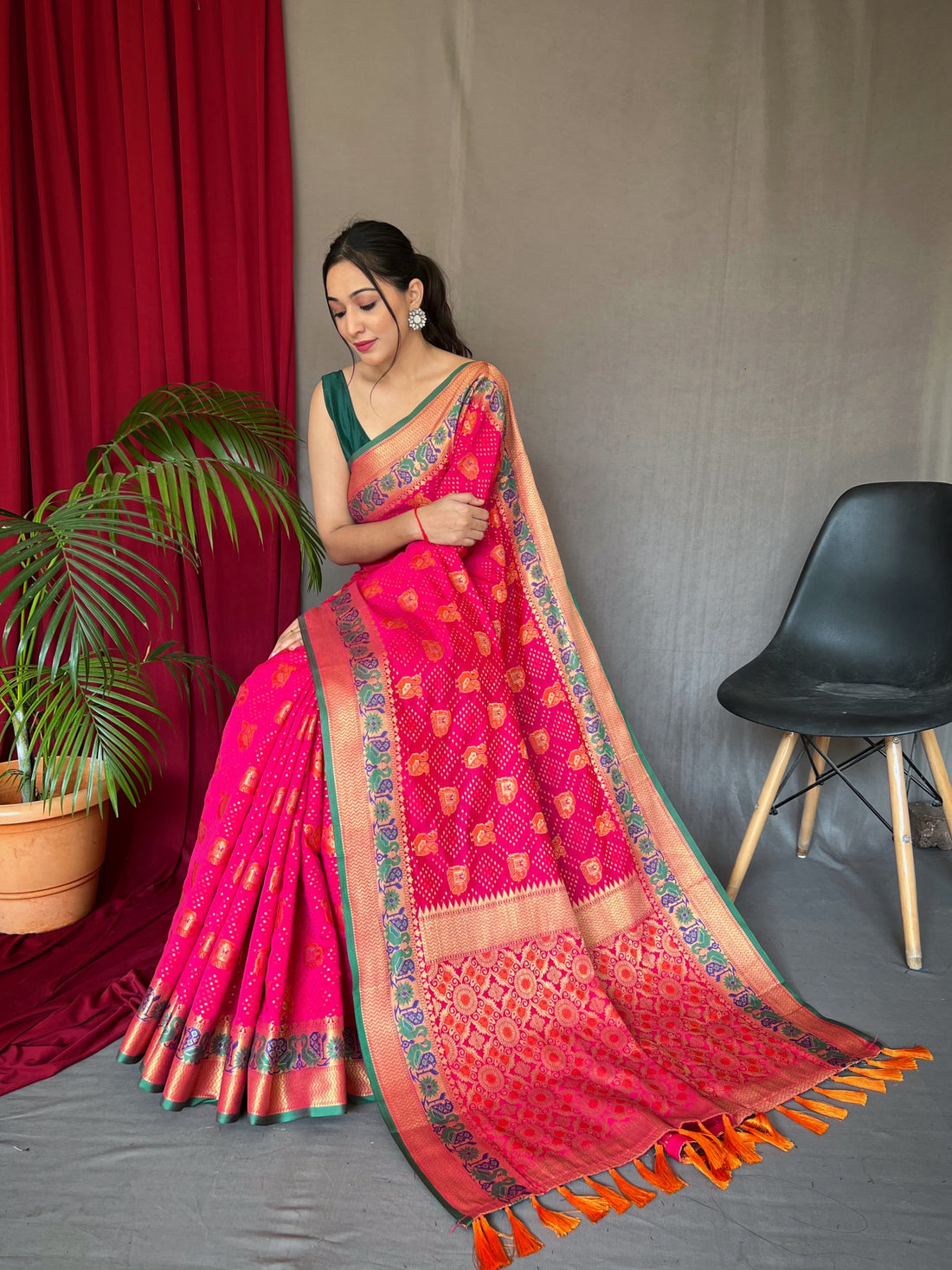 Pink Patola Silk Saree