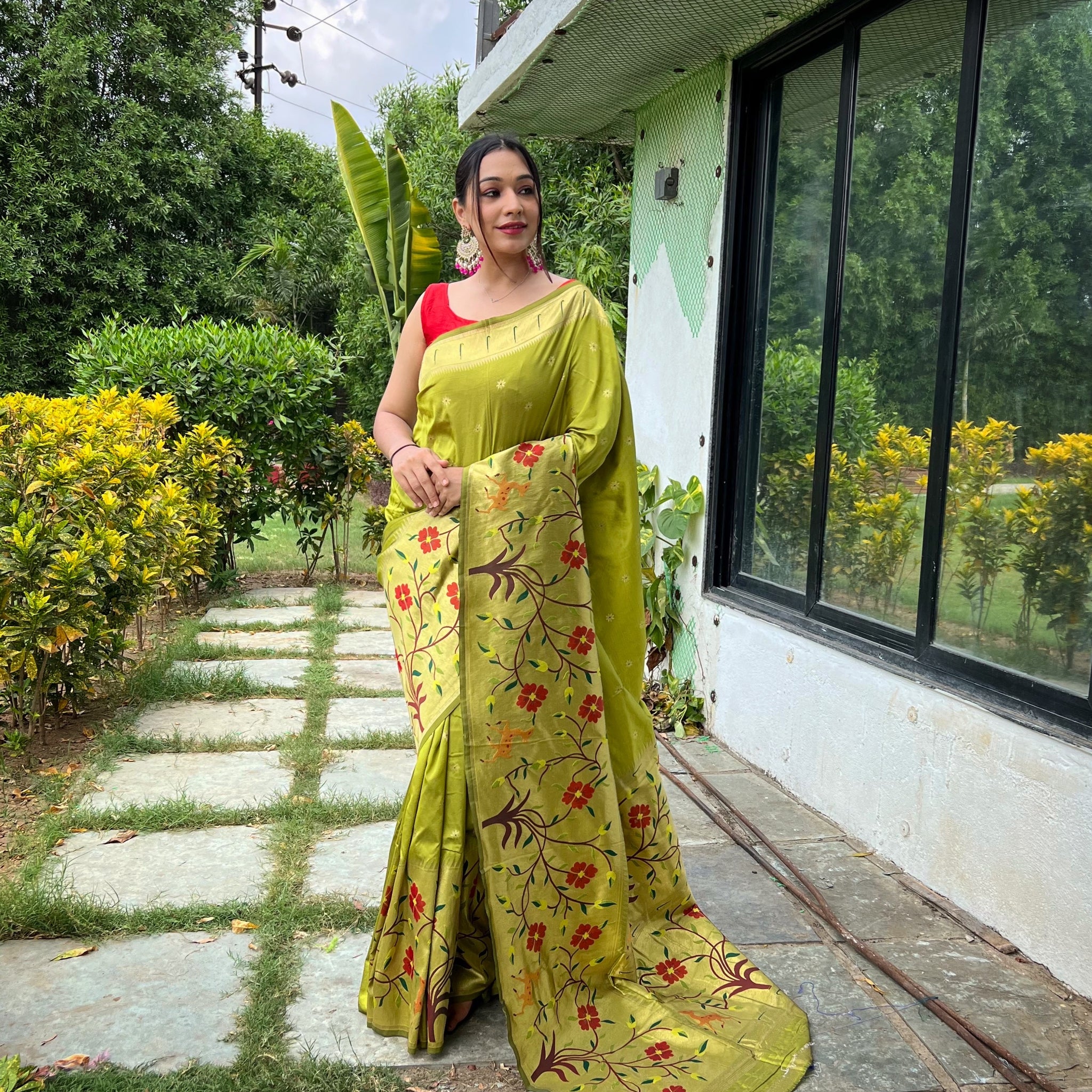 Pista Green Paithani Silk Saree